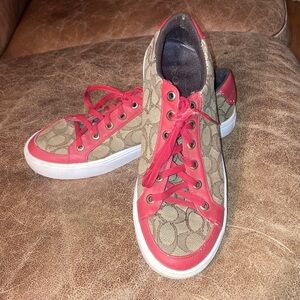 ❤️‍🔥coach …. Red and Tan Women's Sneakers